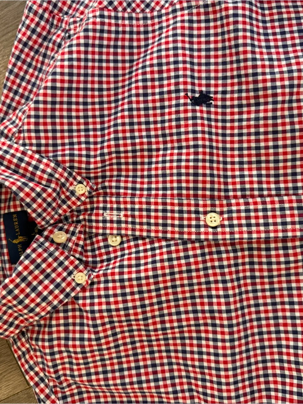 Kids Ralph Lauren Red and Blue Gingham Button-Down Shirt